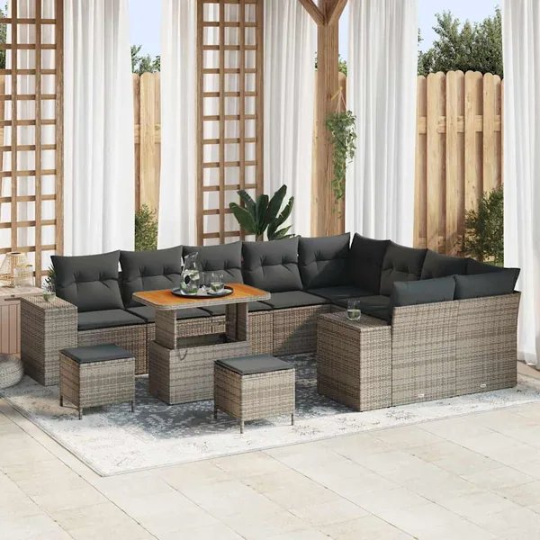Ensemble de canapé de jardin avec coussin 12 pcs Gris