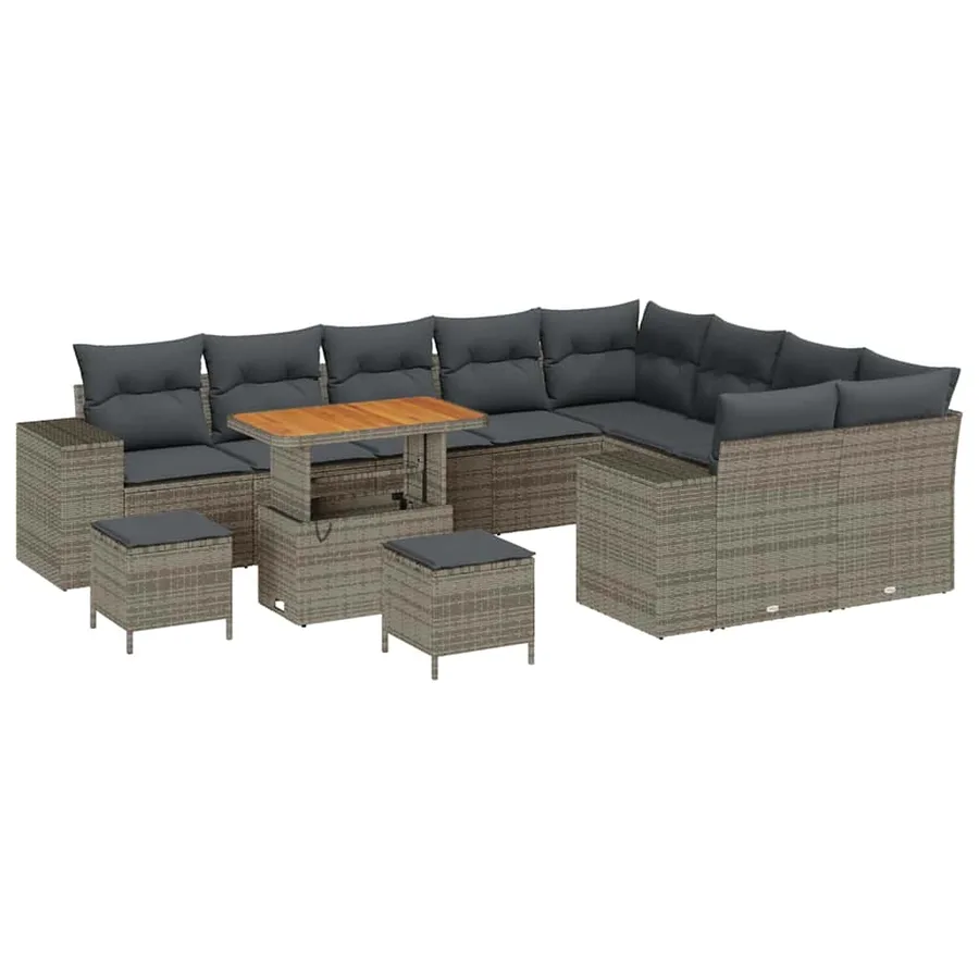 Ensemble de canapé de jardin avec coussin 12 pcs Gris - 2