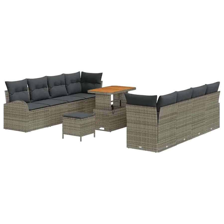 Ensemble de canapé de jardin avec coussin 11 pcs Gris - 2