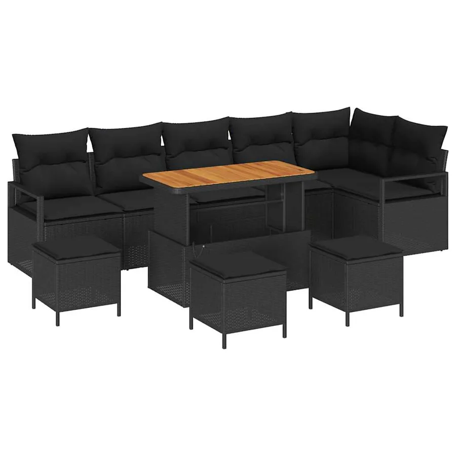 Ensemble de canapé de jardin avec coussin 10 pcs Noir - 2