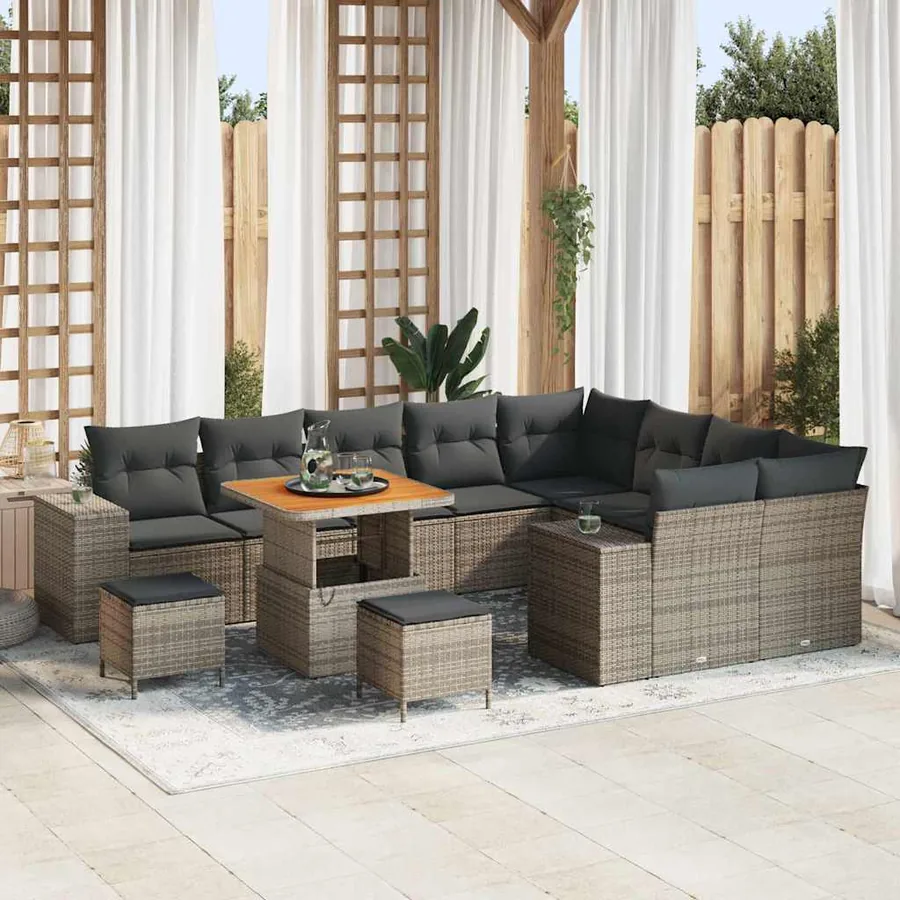 Ensemble de canapé de jardin avec coussin 12 pcs Gris