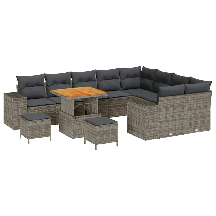 Ensemble de canapé de jardin avec coussin 12 pcs Gris - 2