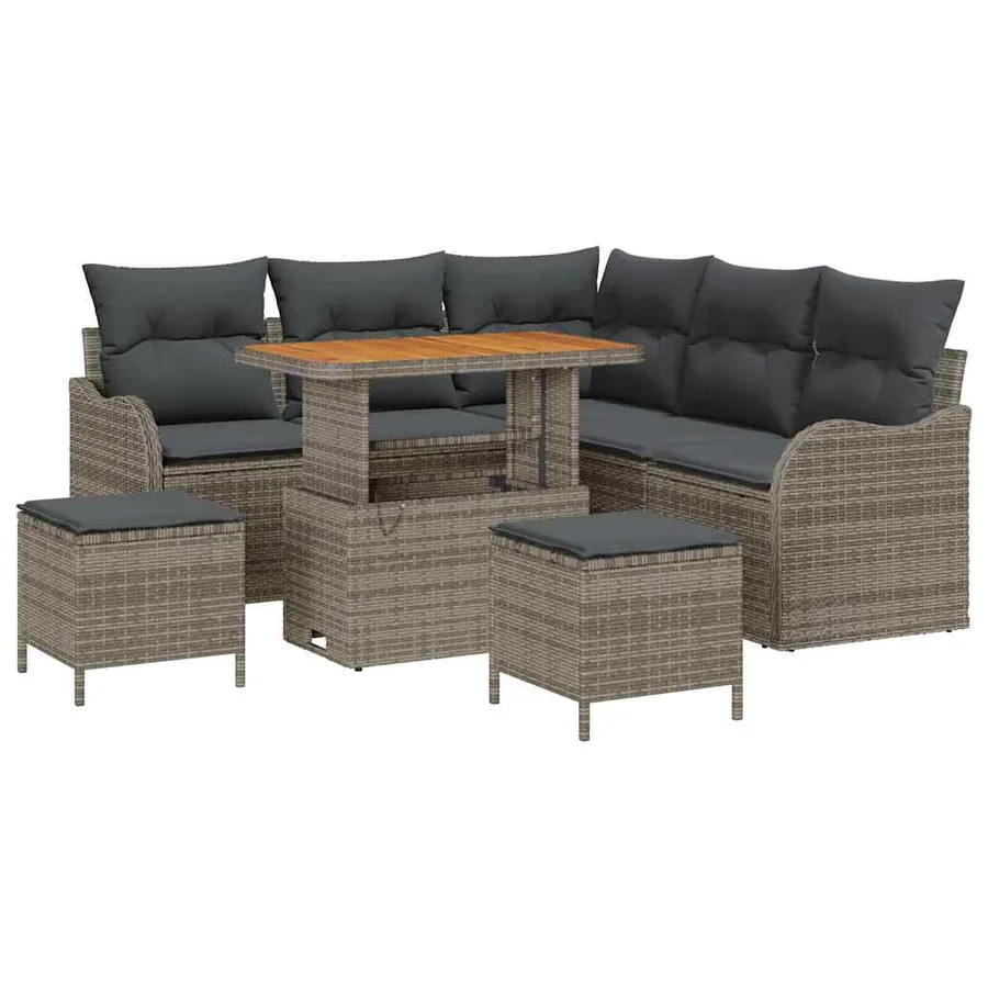 Ensemble de canapé de jardin avec coussin 8 pcs Gris - 2