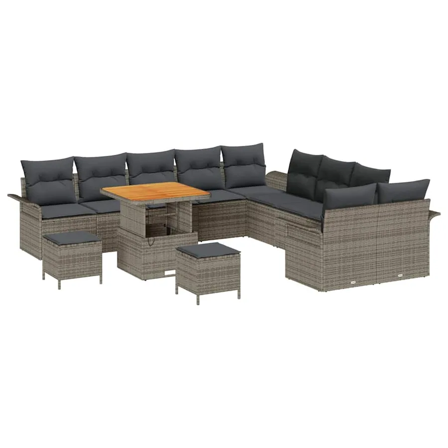 Ensemble de canapé de jardin avec coussin 13 pcs Gris - 2