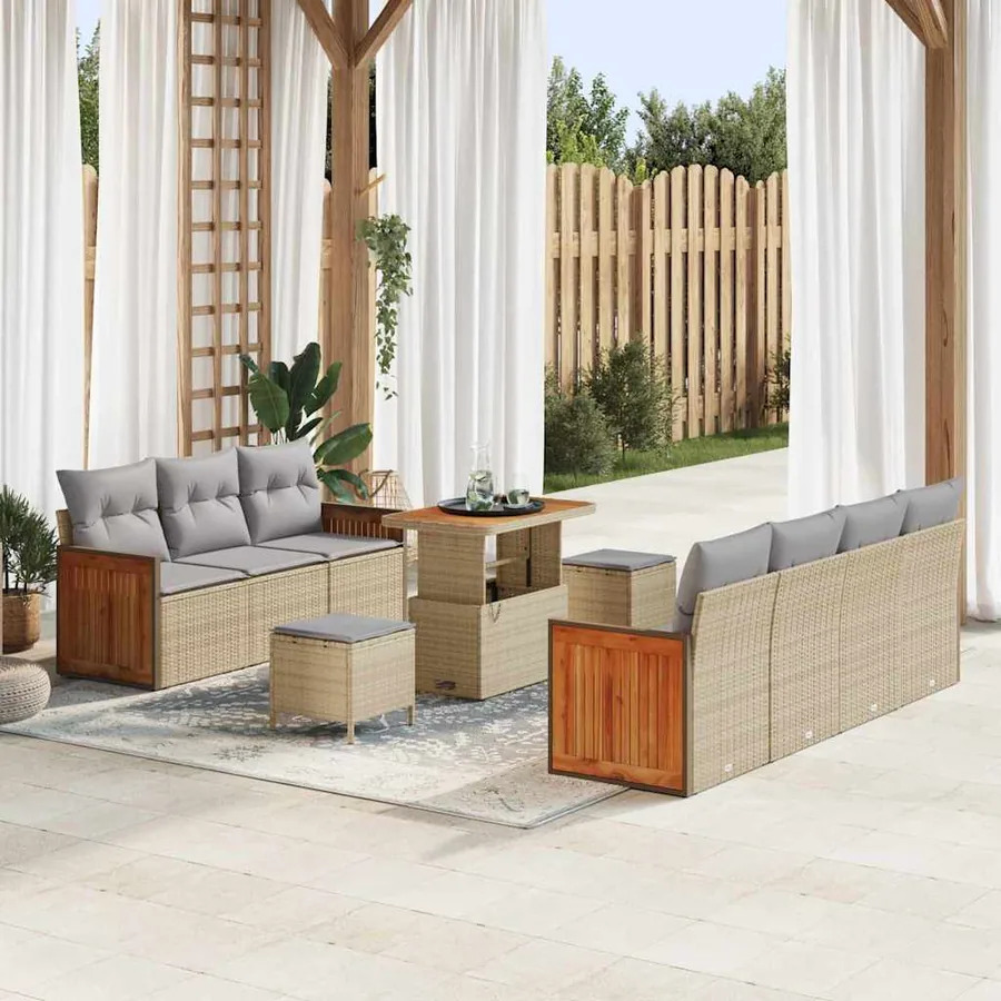 Ensemble de canapé de jardin 13 pcs Beige et Gris clair