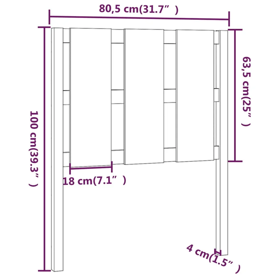 Tête de lit Marron miel 80,5x4x100 cm Bois massif de pin - 6