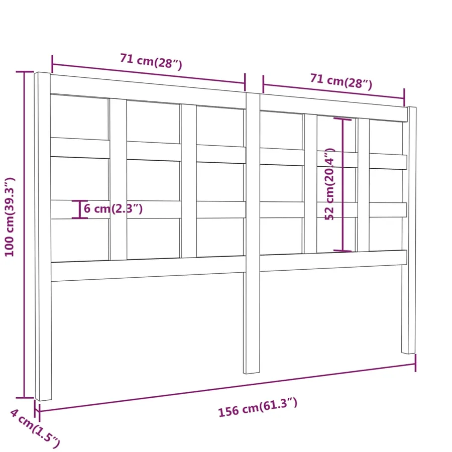 Tête de lit Marron miel 156x4x100 cm Bois massif de pin - 6