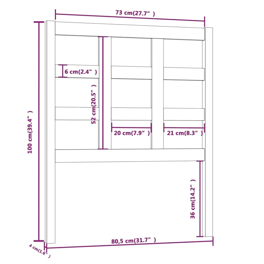 Tête de lit Blanc 80,5x4x100 cm Bois massif de pin - 6