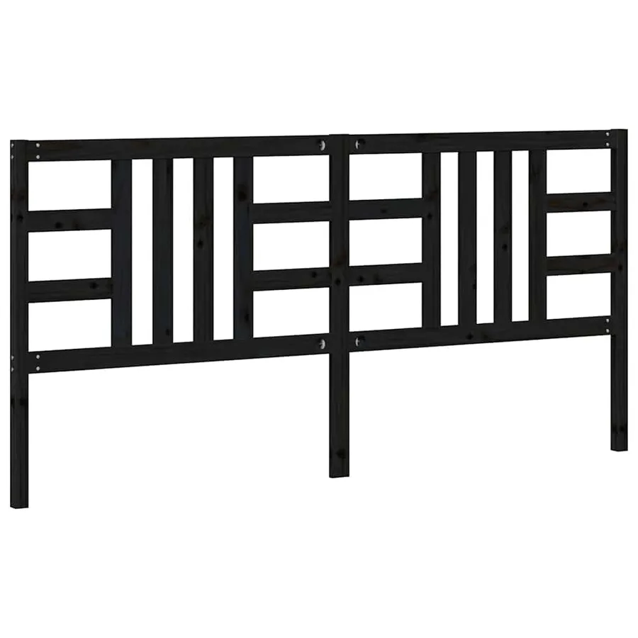 Tête de lit Noir 206x4x100 cm Bois massif de pin - 6