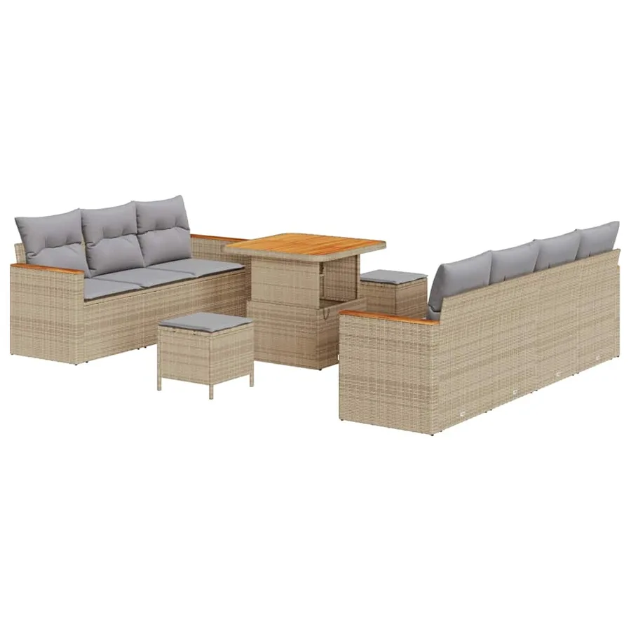 Ensemble de canapé de jardin 14 pcs Beige et Gris clair - 2