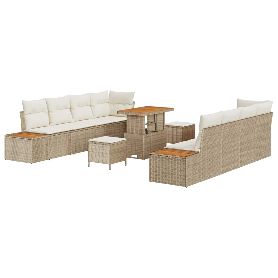 Ensemble de canapé de jardin avec coussin 11 pcs Beige et crème - 2