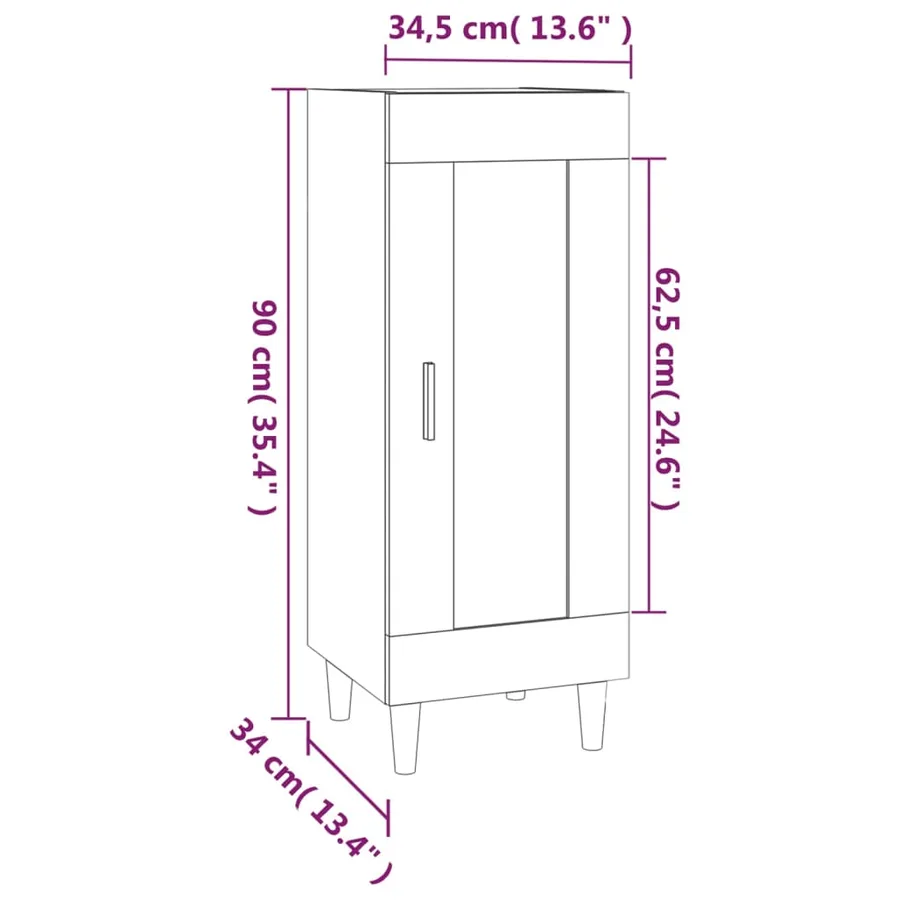 Buffet Chêne fumé 34,5x34x90 cm Bois d'ingénierie - 9