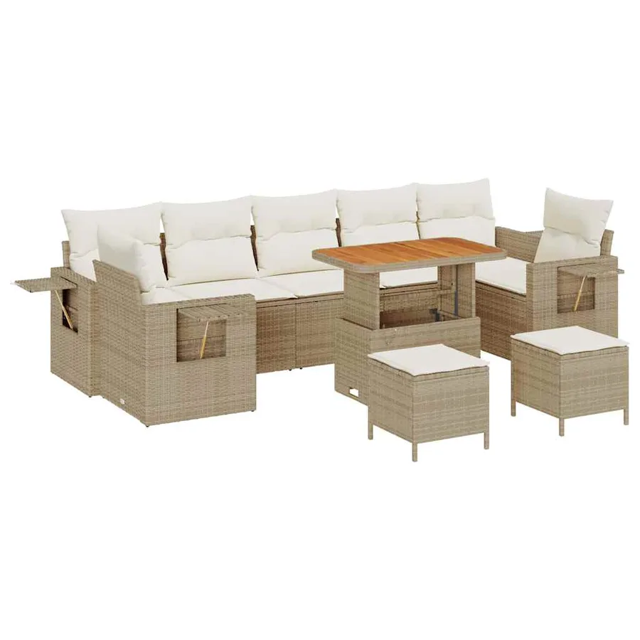 Ensemble de canapé de jardin 13 pcs Beige et crème polyrotin - 2