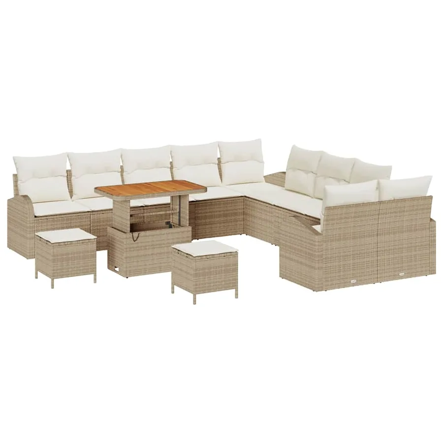 Ensemble de canapé de jardin avec coussin 13 pcs Beige et crème - 2