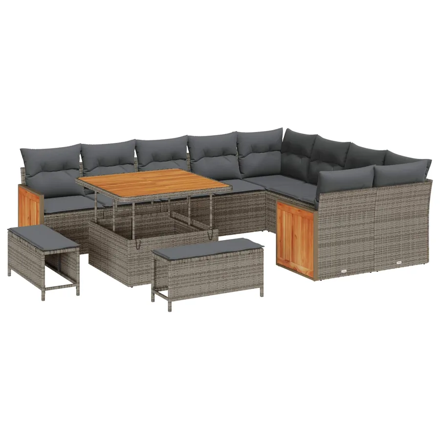 Ensemble de canapé de jardin avec coussin 12 pcs Gris - 2