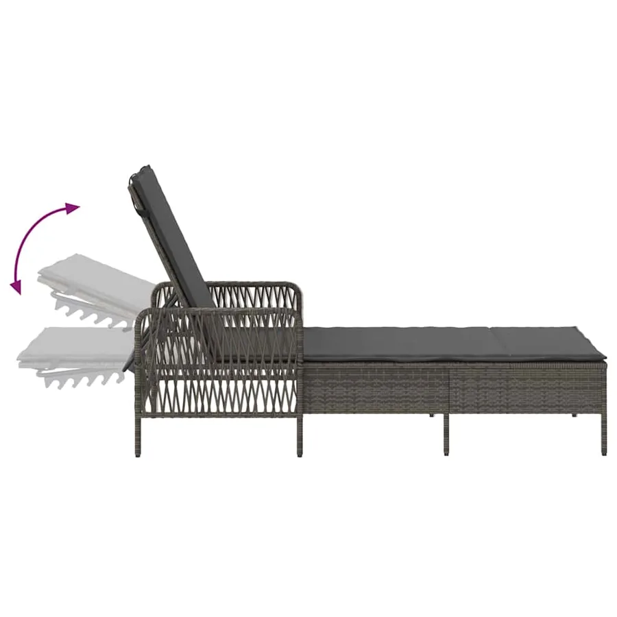 Transat 3 pcs Gris et Gris foncé 55 x 200 x 92 cm polyrotin - 11