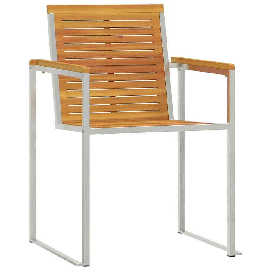 Transat 3 pcs Marron Bois d'acacia massif et acier inoxydable - 5