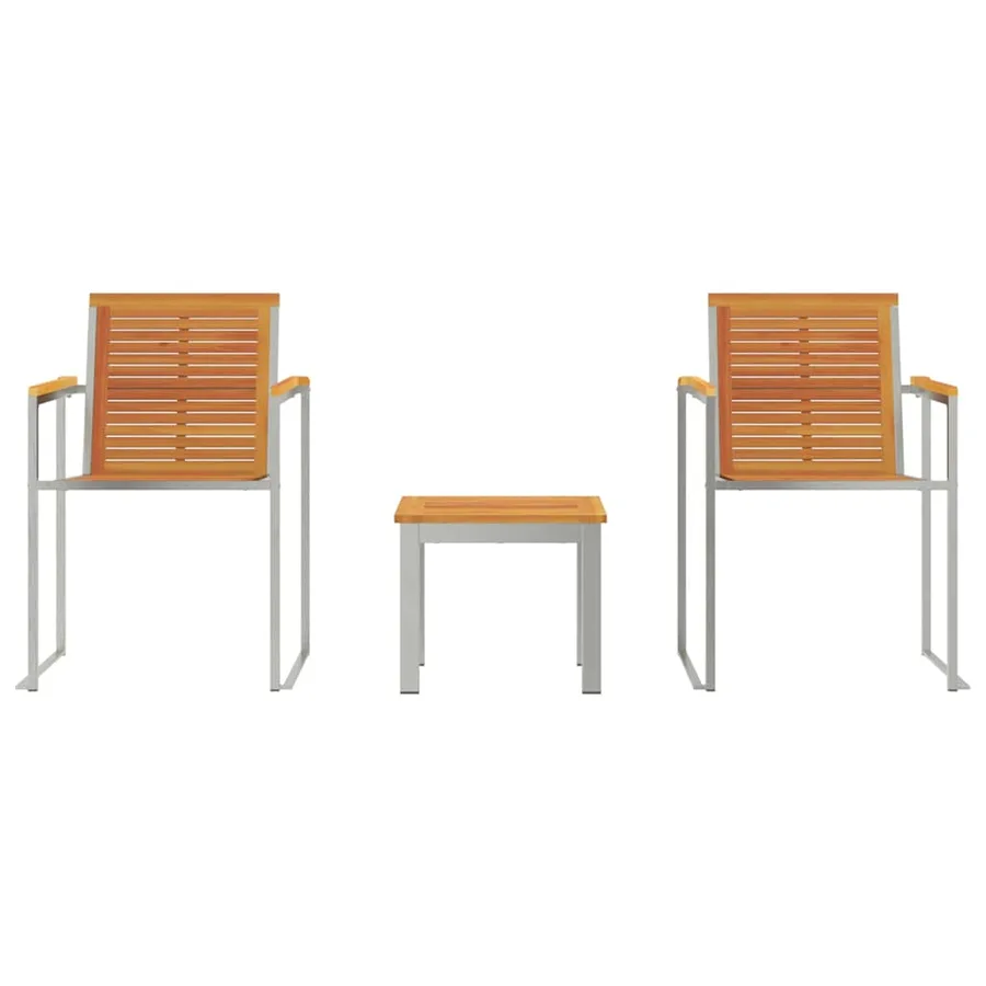 Transat 3 pcs Marron Bois d'acacia massif et acier inoxydable - 7
