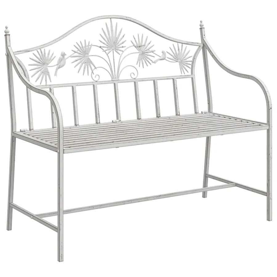 Banc de jardin Blanc antique 104 x 52,5 x 89 cm Acier - 2