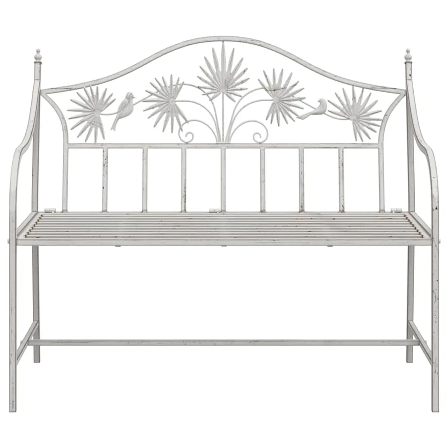 Banc de jardin Blanc antique 104 x 52,5 x 89 cm Acier - 4