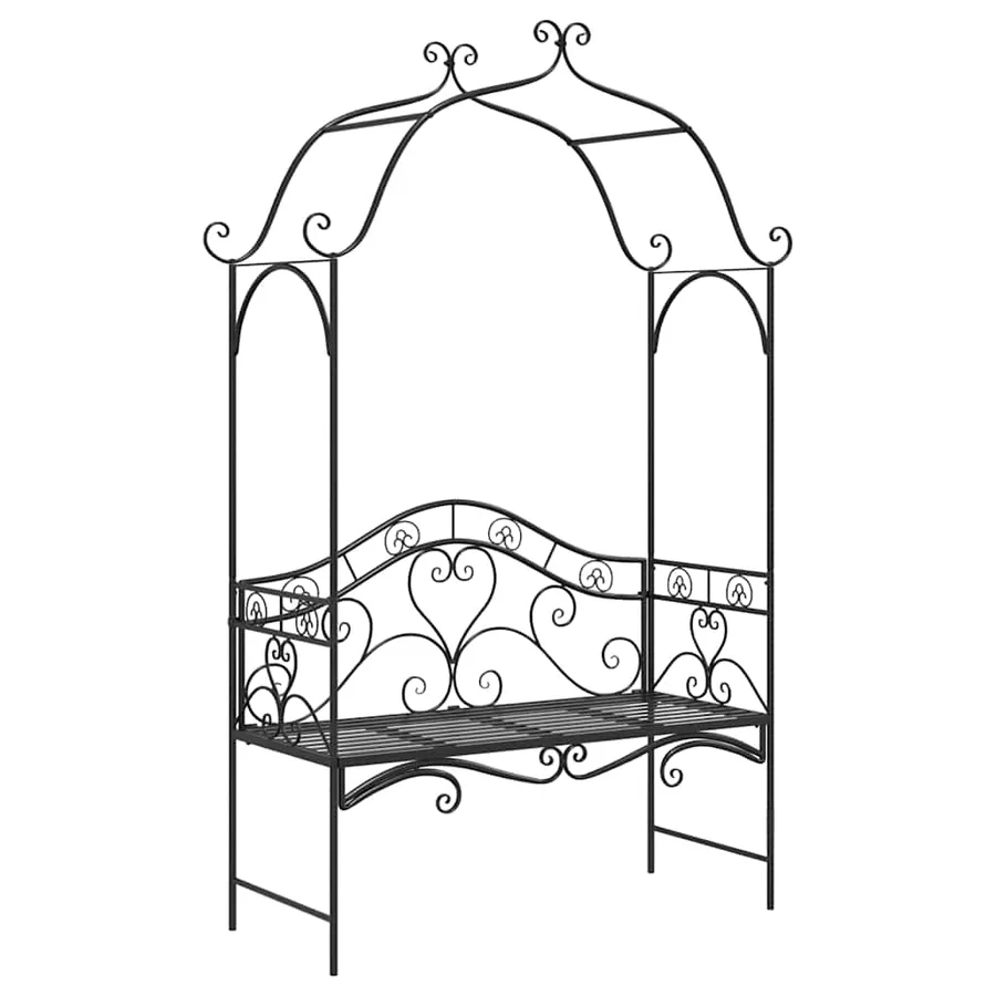Banc de jardin Noir 121 x 48 x 200 cm Acier - 2