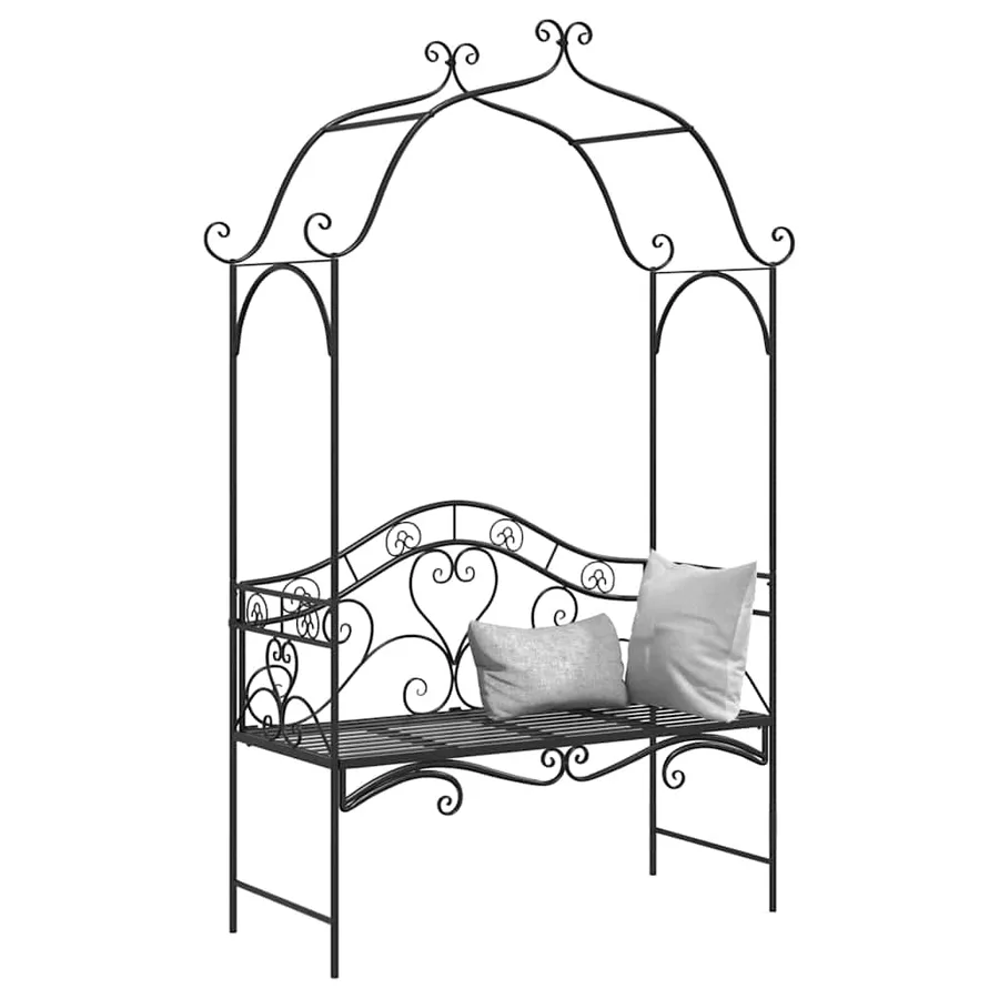 Banc de jardin Noir 121 x 48 x 200 cm Acier - 4