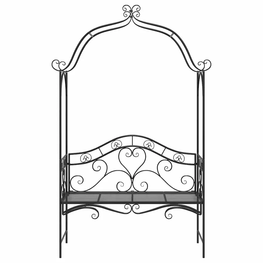 Banc de jardin Noir 121 x 48 x 200 cm Acier - 6