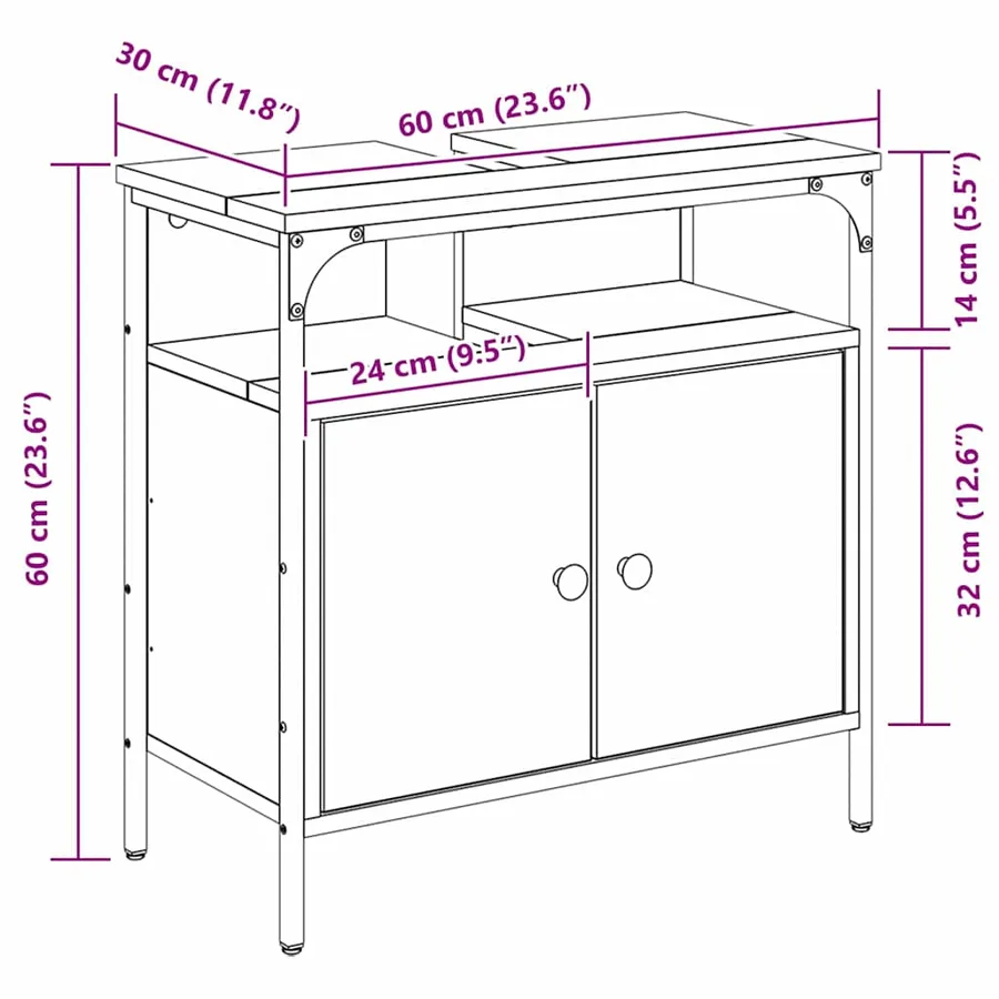 Cabinet de salle de bain avec stockage Beige 60 x 30 x 60 cm - 13