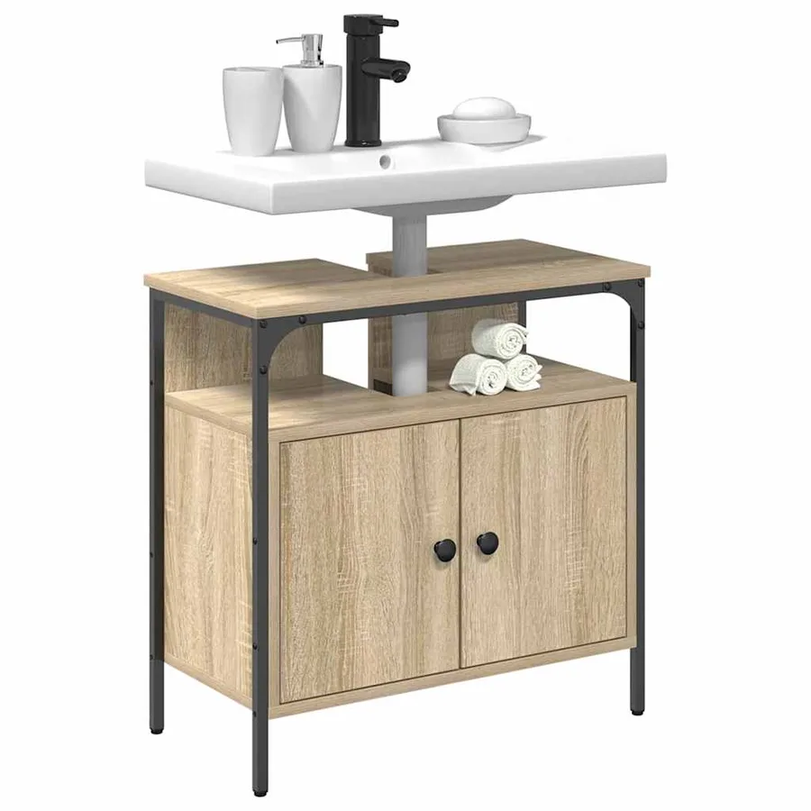 Cabinet de salle de bain avec stockage Beige 60 x 30 x 60 cm - 3
