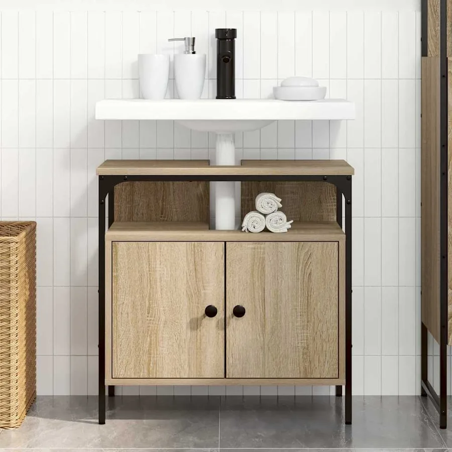 Cabinet de salle de bain avec stockage Beige 60 x 30 x 60 cm - 4