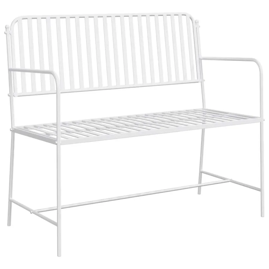 Banc de jardin Blanc Uni 103,5 x 51,5 x 90 cm Acier - 2