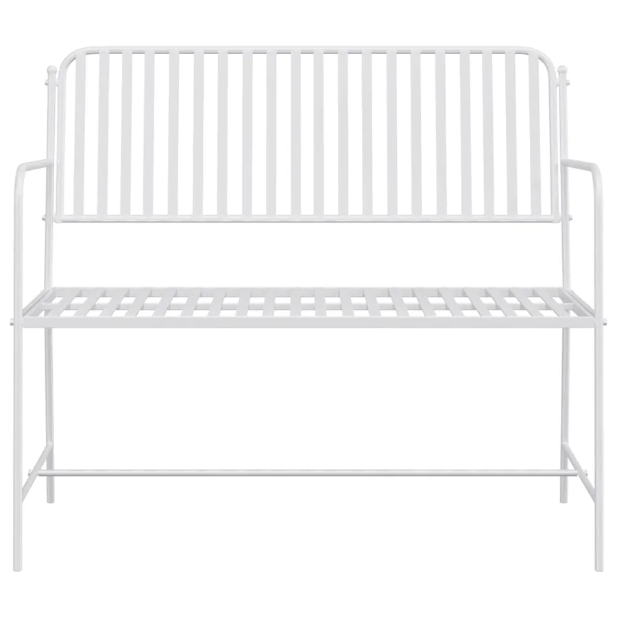 Banc de jardin Blanc Uni 103,5 x 51,5 x 90 cm Acier - 4