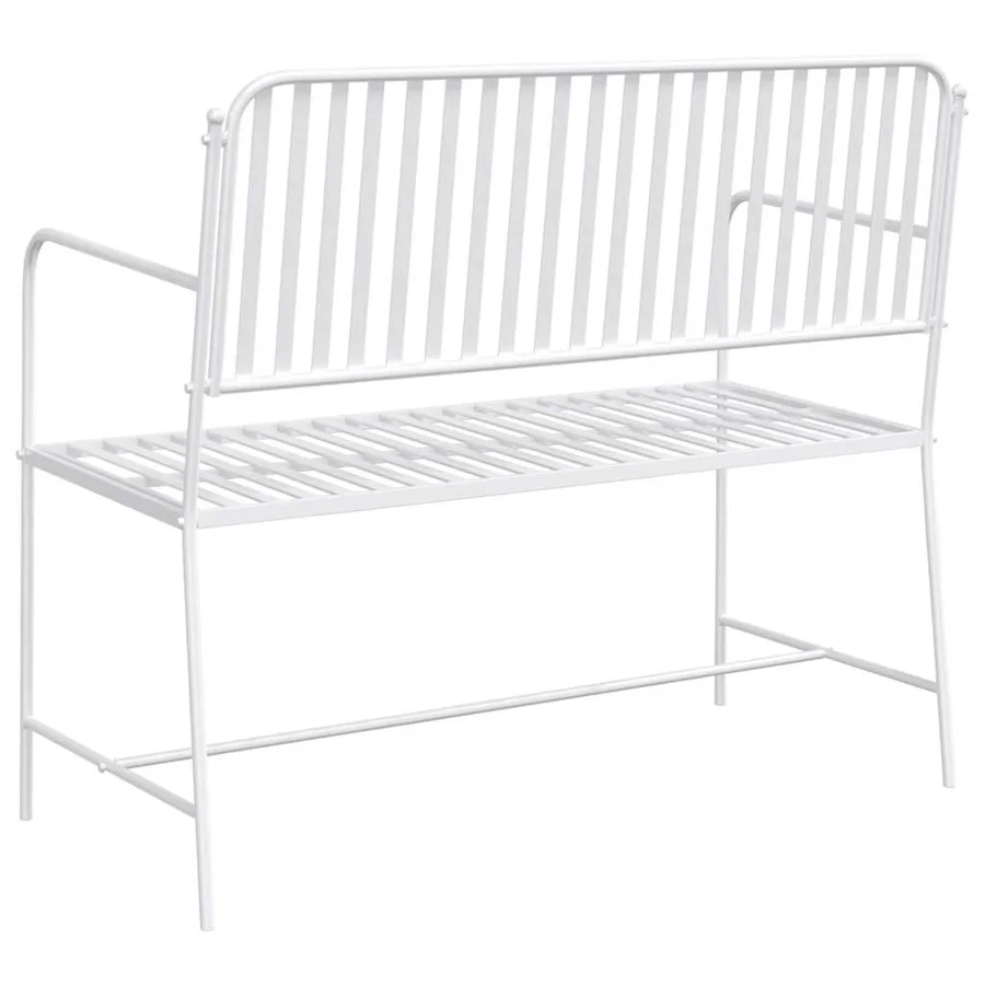 Banc de jardin Blanc Uni 103,5 x 51,5 x 90 cm Acier - 6