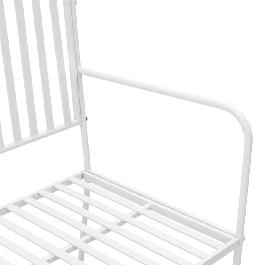 Banc de jardin Blanc Uni 103,5 x 51,5 x 90 cm Acier - 7