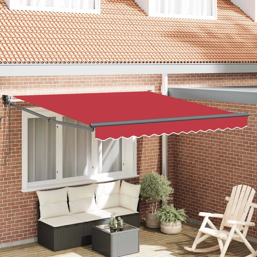 Auvent rétractable Rouge 300 x 250 x 165 cm Polyester et métal