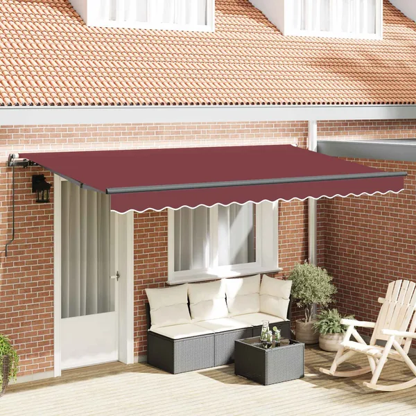 Auvent Rétractable Bordeaux 400 x 200 cm tissu