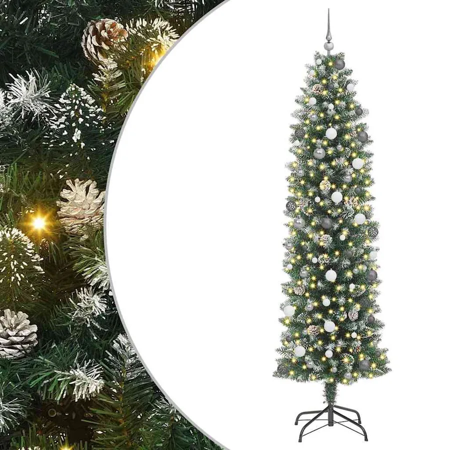 Arbre de Noël artificiel slim avec 300 LED Vert et blanc 240 cm - 2