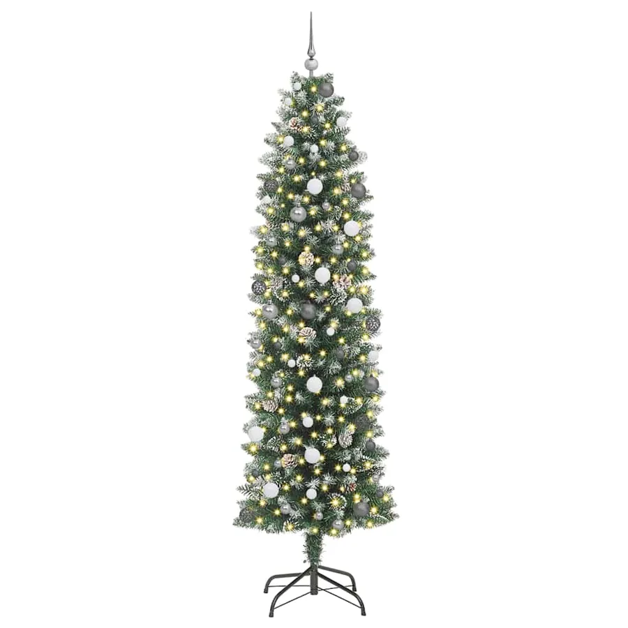 Arbre de Noël artificiel slim avec 300 LED Vert et blanc 240 cm - 3