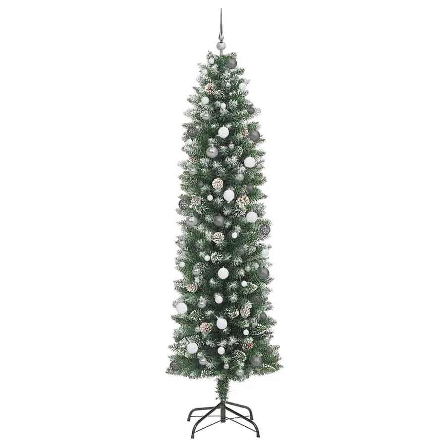 Arbre de Noël artificiel slim avec 300 LED Vert et blanc 240 cm - 4