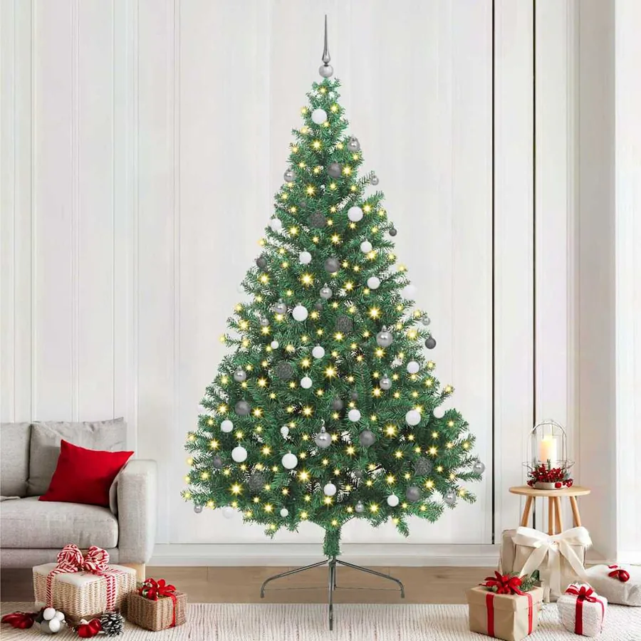 Sapin de Noël artificiel pré-éclairé Vert 240 cm PVC