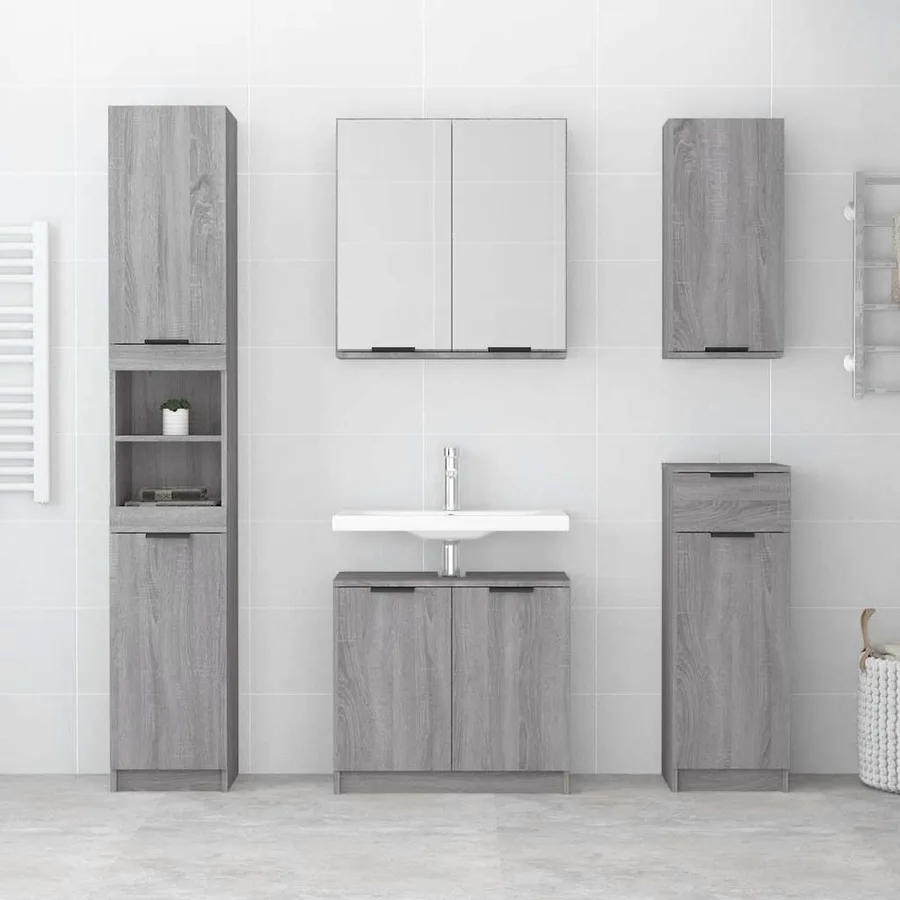 Armoire de bain Sonoma gris 64,5x33,5x59 cm Bois d'ingénierie - 3