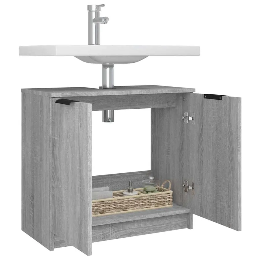 Armoire de bain Sonoma gris 64,5x33,5x59 cm Bois d'ingénierie - 6