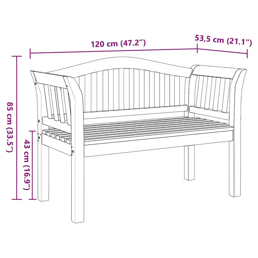 banc Marron 120 x 53,5 x 85 cm Bois de teck massif - 11