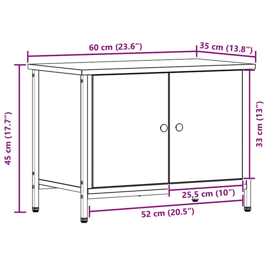Meuble TV Chêne artisanal 60 x 35 x 45 cm Bois d'ingénierie - 13