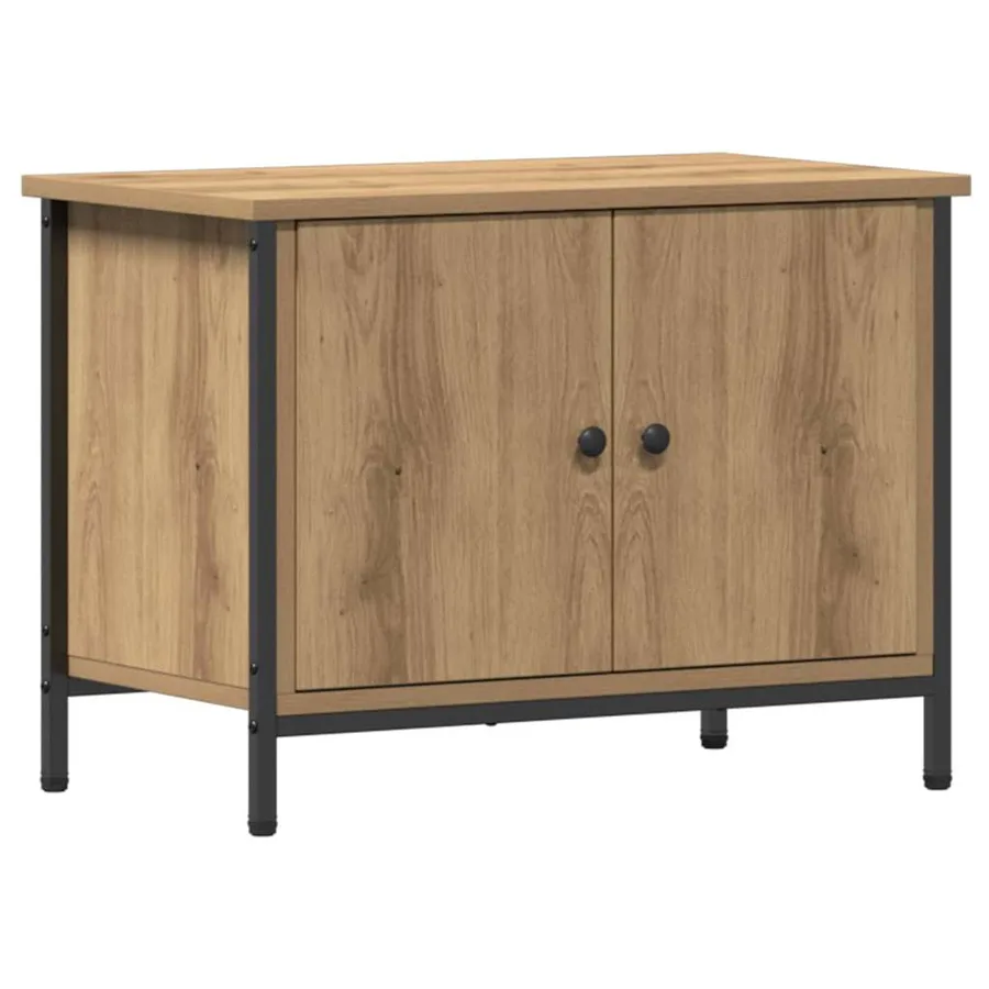 Meuble TV Chêne artisanal 60 x 35 x 45 cm Bois d'ingénierie - 2