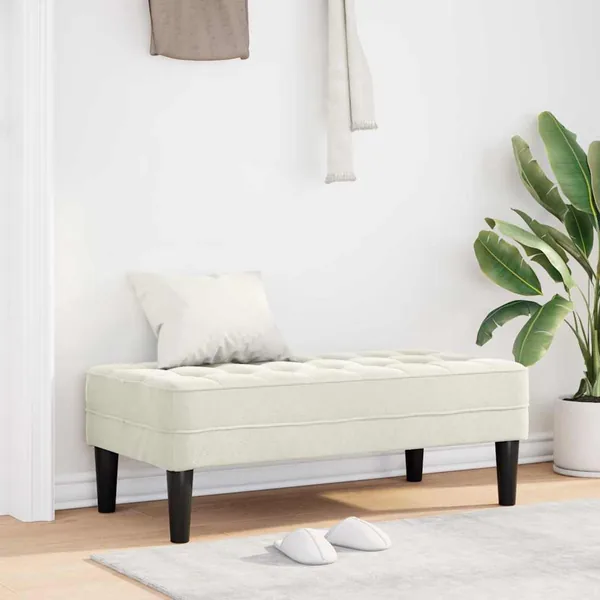 banc avec coussin Crème 113 x 57 x 39 cm Velours