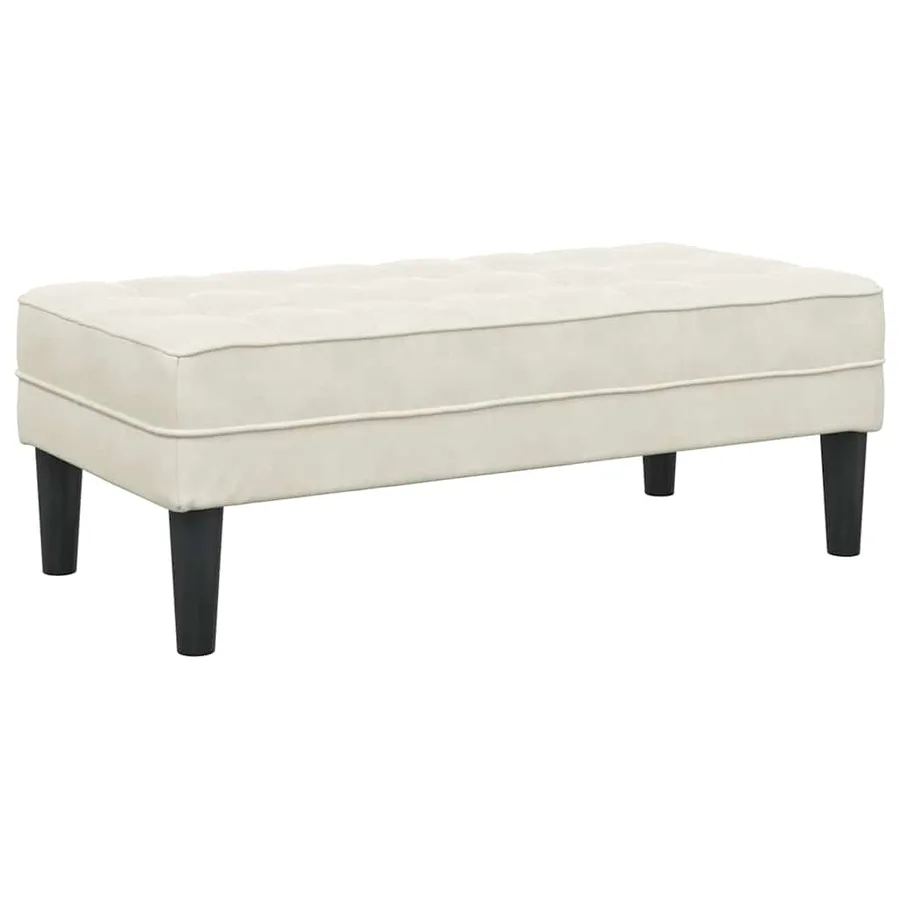 banc avec coussin Crème 113 x 57 x 39 cm Velours - 2