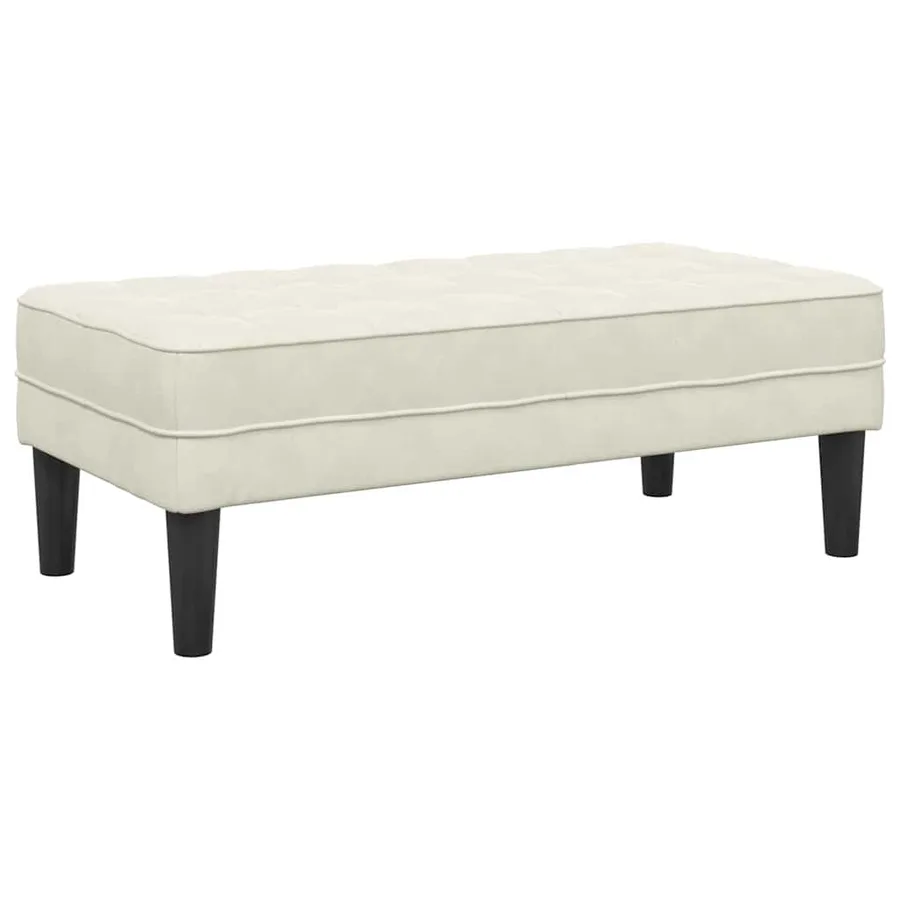 banc avec coussin Crème 113 x 57 x 39 cm Velours - 6