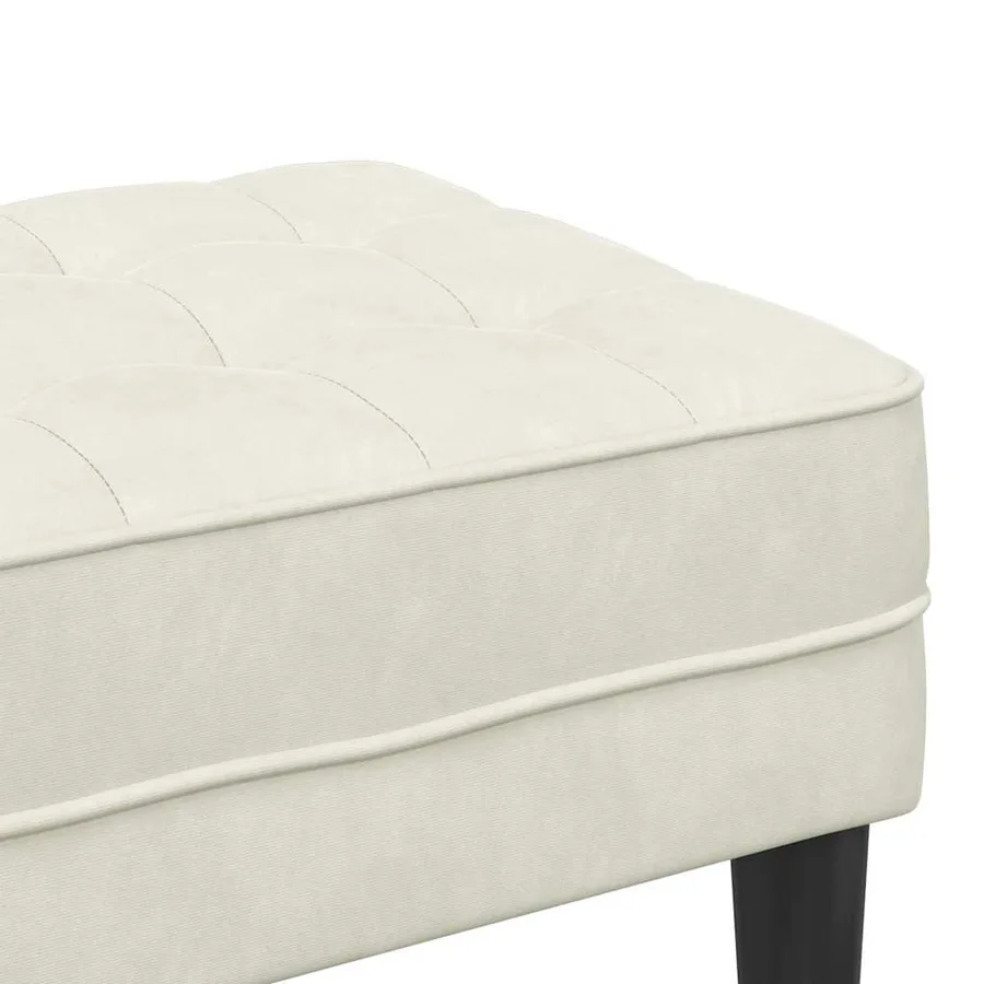 banc avec coussin Crème 113 x 57 x 39 cm Velours - 7