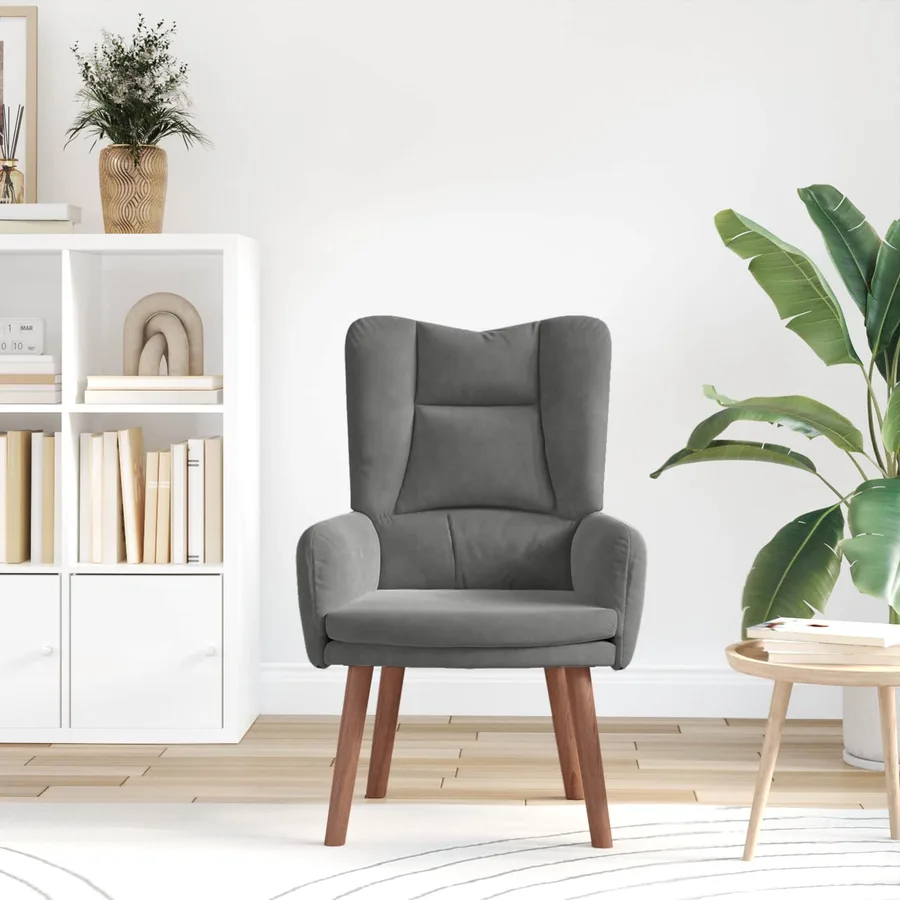fauteuil Gris foncé 63 x 67 x 94 cm Velours - 3
